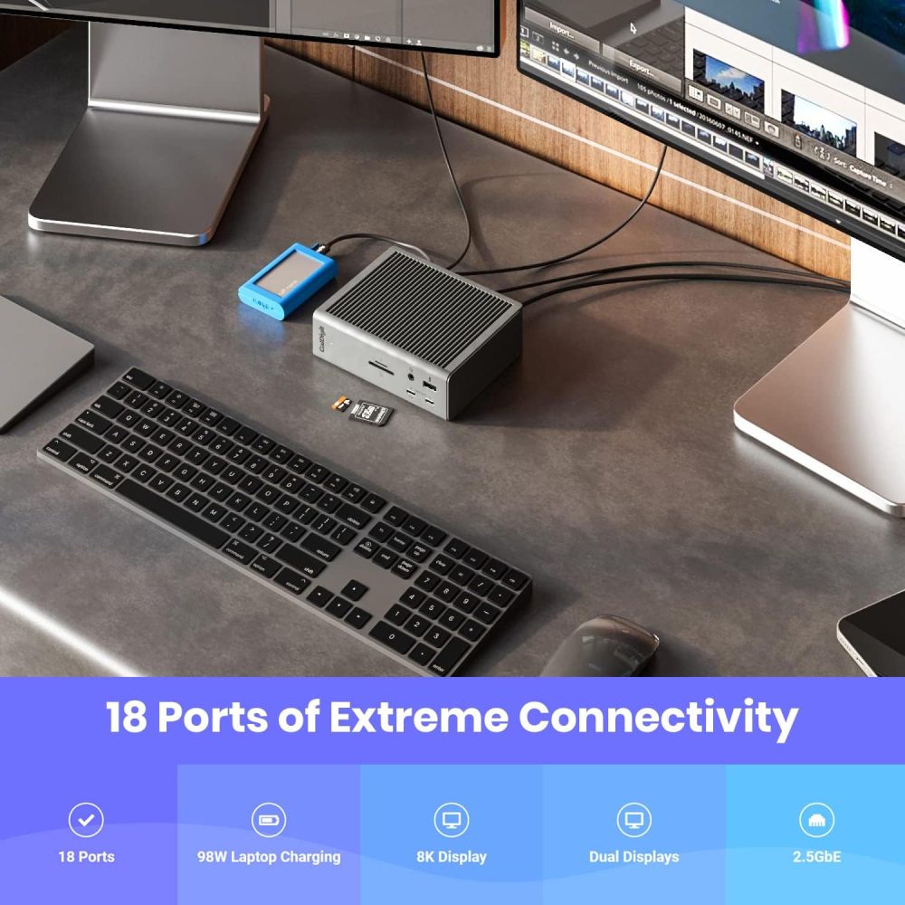 CalDigit TS4 Thunderbolt 4 Dock - 18 Ports, 98W Charging, 40Gb/s Thunderbolt 4, USB-A/C, 2.5GbE, 8K/6K Displays, Mac/PC/Chrome Compatible - Image 3